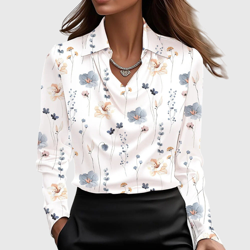 Sylvia | Blouse, jossa on ylellinen kiilto ja poimutettu kaula-aukko
