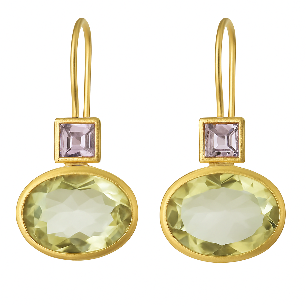 Retro Vihreät Kristalli Korvakorut