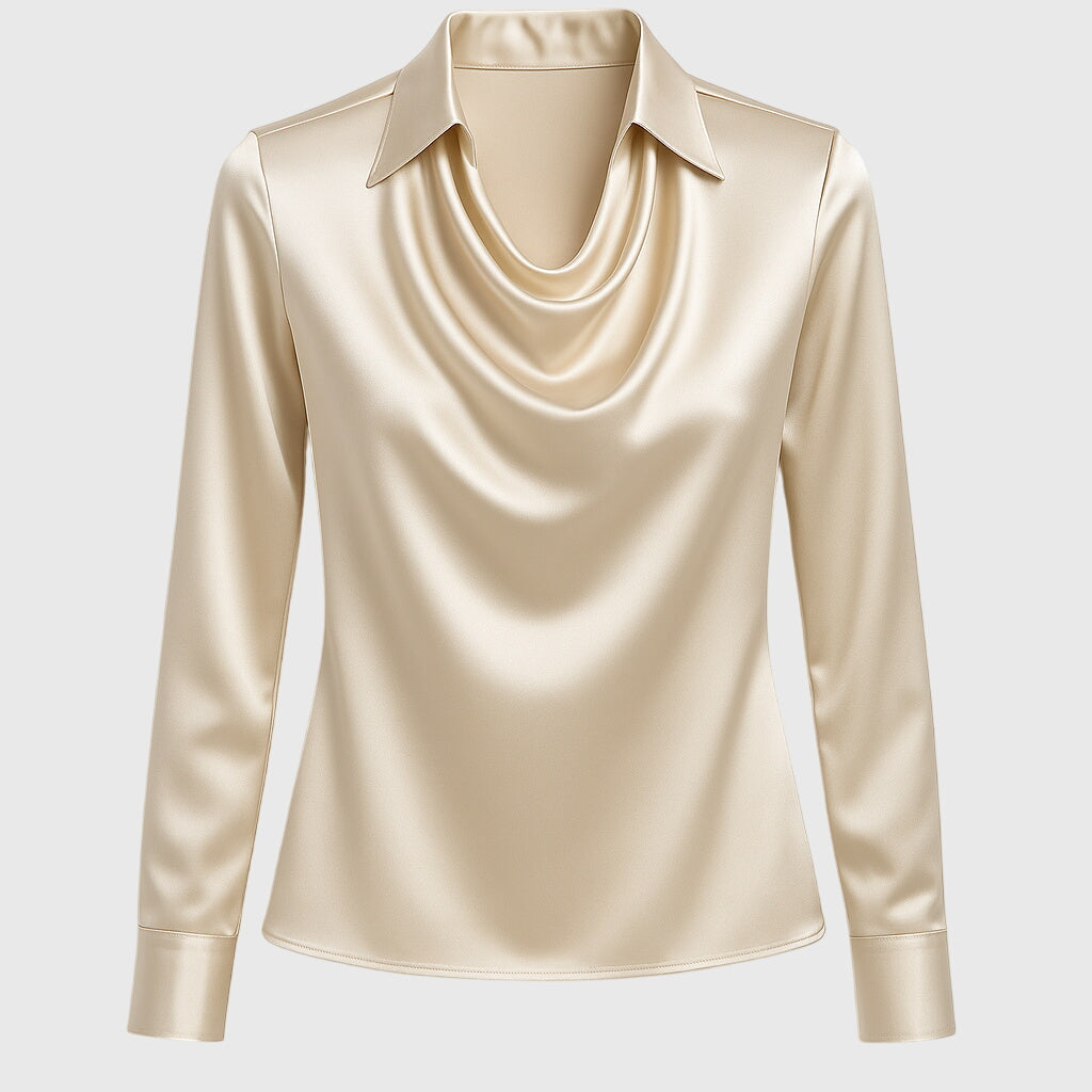 Sylvia | Blouse, jossa on ylellinen kiilto ja poimutettu kaula-aukko