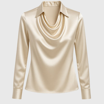 Sylvia | Blouse, jossa on ylellinen kiilto ja poimutettu kaula-aukko