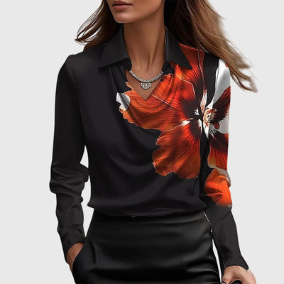 Sylvia | Blouse, jossa on ylellinen kiilto ja poimutettu kaula-aukko