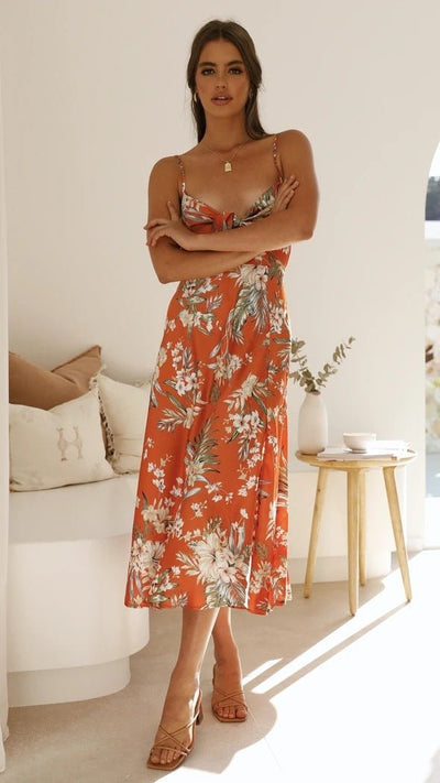 Flora | Romanttinen Midi-mekko Kukkaprintillä