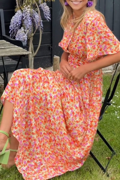 Pauline™ | Pitkä mekko kukilla